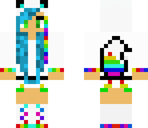 blue hair rainbow fox girl
