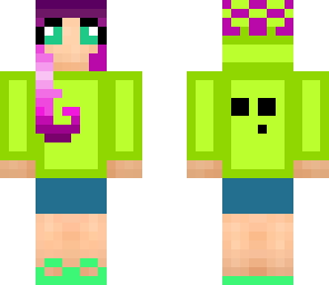 cute purple hair slime girl with bow