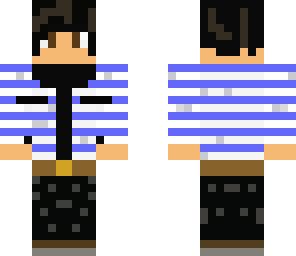 blue shirt black jeans guy