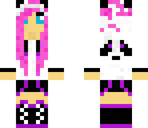 white panda girl with pink hair