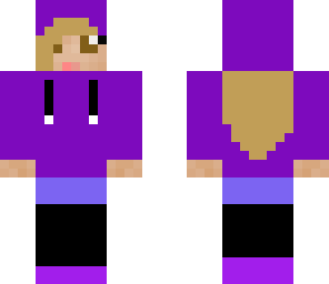 blonde in a purple hoodie