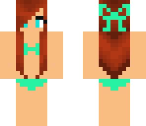brunette sea green bikini
