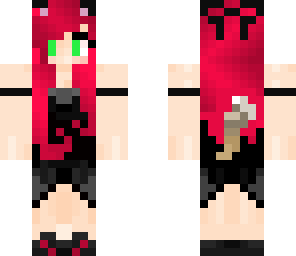 red hair black cat girl