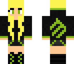 blonde girl green monster