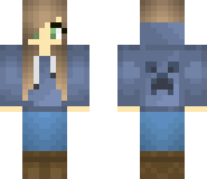 very cute girl in blue creeper hoodie