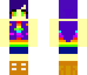 edited purple-haired girl with rainbow shirt