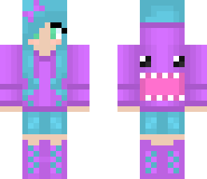 cute blue and purple domo girl