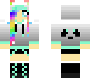 rainbow hoodie panda girl