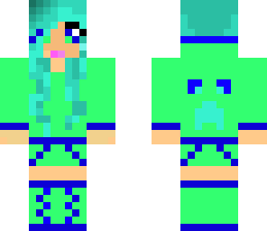 dark-blue and light-green creeper sweater girl