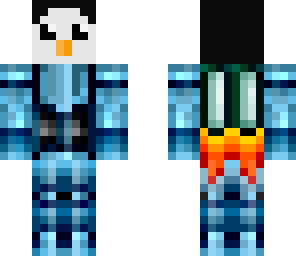 cyborg penguin with headset