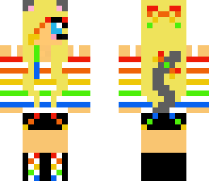 blonde rainbow neko girl