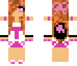 orange hair pink bow