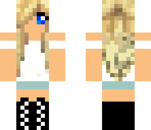 blond girl with headphones