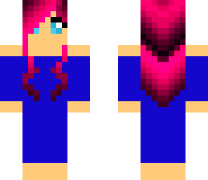 blue brides maid with pinkish hair