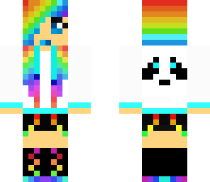 cute rainbow panda hoodie girl