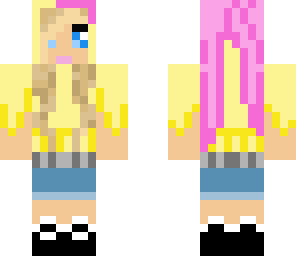 blonde girl in fluttershy pony