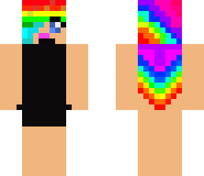 rainbow hair with black swim suit girl