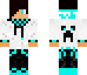 cool boy with white blue creeper hodie