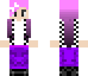 purple girl with suspenders
