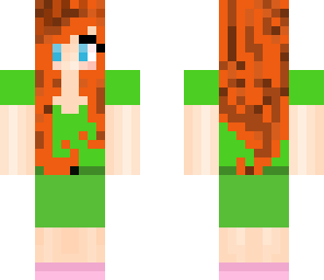 red head girl green dress