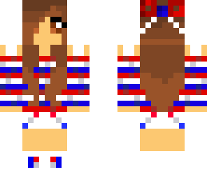 girl in blue red and white