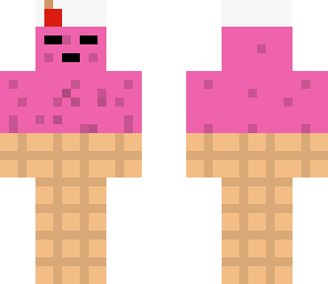 strawb icecream and whipped cream with cherry