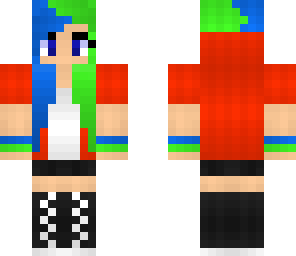 half green half blue girl