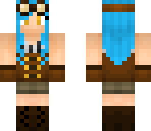 blue haired steampunk girl