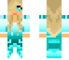 girl with a blue and white dress