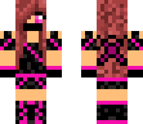 brunette-redhead hot pink ninja girl