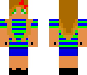 green blue striped girl