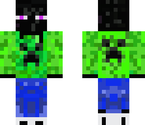 enderman wearing a creeper hoodie