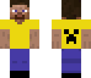 the yellow steve with creeper