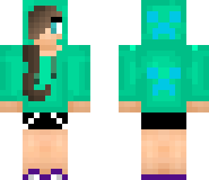 girl with green creeper hoodie