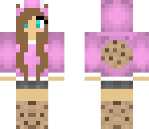 pink cookie girl with brown hair 