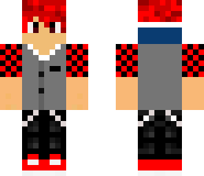 red teen boy in vest