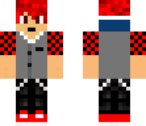 red teen boy in vest