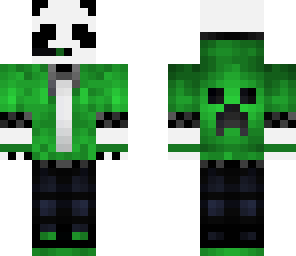 panda in casual clothes and headphones