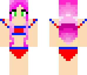 girl red and blue bikini
