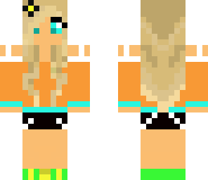 orange and blue pretty blonde girl