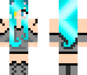 eletric blue wolf girl with headphones