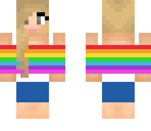 rainbow shirt and headphones