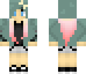 girl with pink hair and sweater