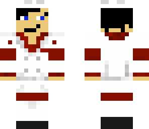 white and red suit