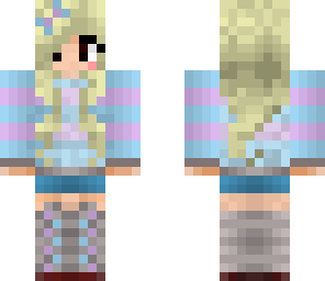 blue and purple stripe girl