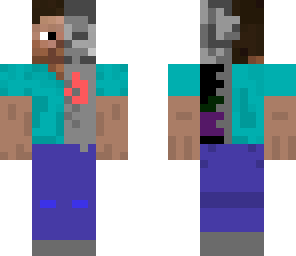 half skeleton steve