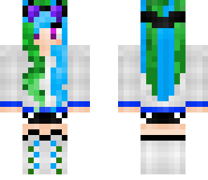 green and blue haired girl