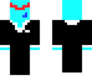 blue robot in a suit