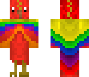 a rainbow red bird