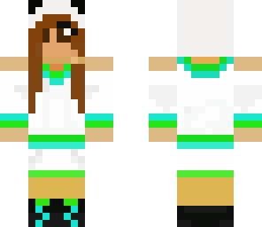 panda girl with neon green and neon blue